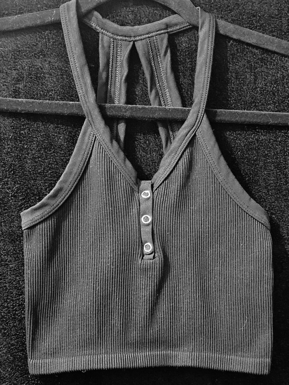 FP Movement Ribbed Cropped Henley Tank Top